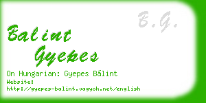 balint gyepes business card